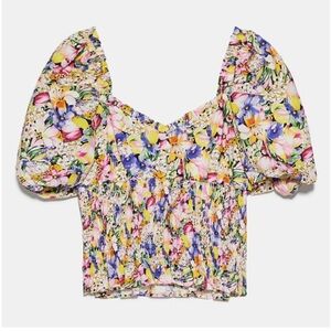 Zara smocked floral print top. Size L could fit M